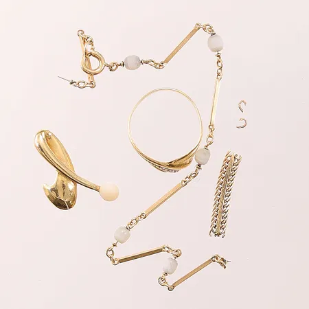 Diverse guld, pärlor/defekter, 18K, 5,9g.