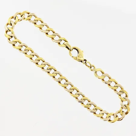 Armband, Pansar, 19,5cm, bredd 6mm, vit/gulguld, slitage på låsögla, 18K.  Vikt: 17 g