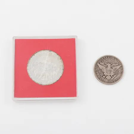 Mynt Half Dollar 1916 + mynt 50 kronor. Vikt: 0 g