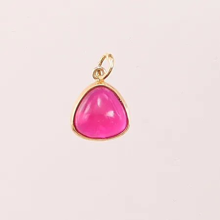 Hänge, rosa sten, 15mm, 18K, 1,1g.