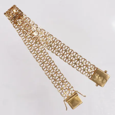 Armband, X-länk med stav, 21cm, bredd 12mm, 18K  Vikt: 20,1 g