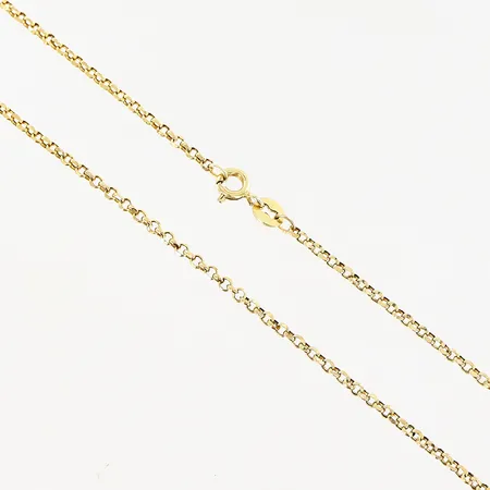 Kedja, Ärtlänk, 45,5cm, bredd 2mm, smärre skevheter, 18K.  Vikt: 2,2 g