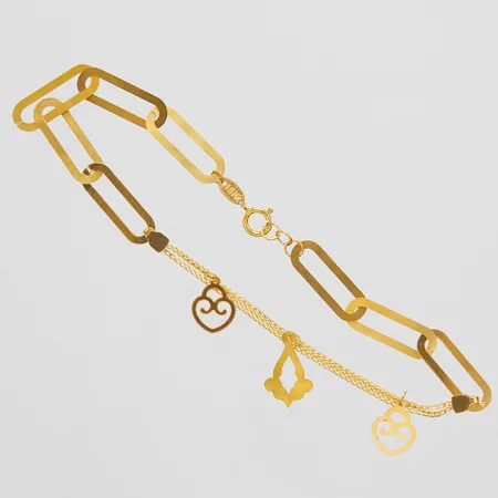Armband, längd ca 18,5cm, bredd 1,5-5,5mm, ojämnheter på länk, 18K Vikt: 2,2 g