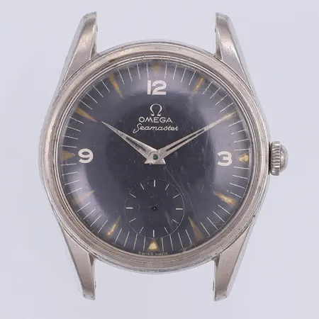 Herrur Omega seamaster, manuell, Ø35mm,  stål, repigt glas, saknar sekundvisaren & band
