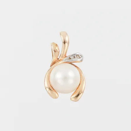 Hänge med pärla, höjd ca 15.8 mm,18k. Vikt: 1,5 g