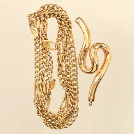 Del av collier, kedja, defekt, 14K  Vikt: 31,3 g
