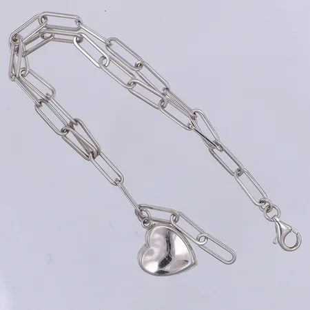 Armband, Ankar dubbel, 19,3cm, bredd 5mm, hjärta, 925/1000 silver Vikt: 9,2 g