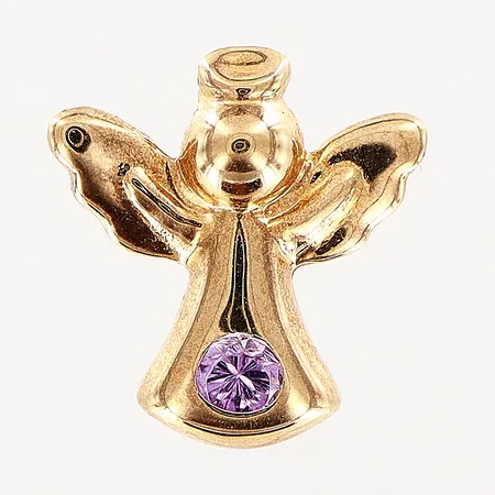 Hänge, ängel, lila sten, 10x10mm, 18K.  Vikt: 0,2 g