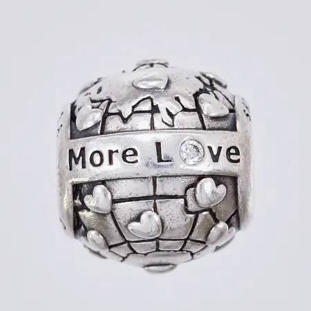 Berlock med vit sten, Pandora, längd: ca 1cm, bredd: ca 10mm, 925/1000, silver Vikt: 5,3 g