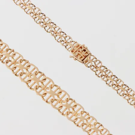 Collier X-länk, Vibergs Guldvaror Sture Viberg Avesta, längd ca 45 cm, bredd 6.6-11.1 mm, 18k. Vikt: 24 g