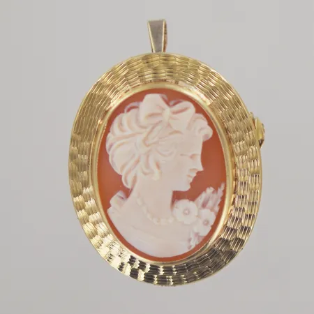 Hänge/brosch1camé  L4cm B 2,5 cm, 18k Vikt: 5 g