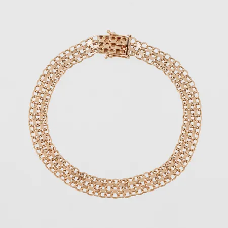 Armband, X-länk, M.K:S Guldsmedsatelier AB Stockholm, längd ca 19.5 cm, bredd 7.4 gram. Vikt: 9,5 g