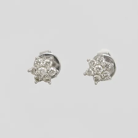 Ett par örhängen, diamanter 14 x ca 0,01-0,02ct, Ø 4-6mm, vitguld, 18K Vikt: 1,5 g