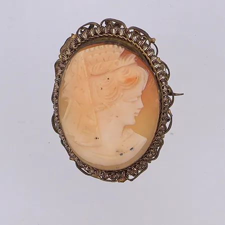 Hänge/brosch, camé, 37 x 28mm, doublé, metall Vikt: 0 g