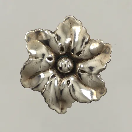Brosch, blomma, Ø35mm, ostämplad, silver  Vikt: 4 g