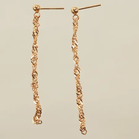 Ett par örhängen Sinagapore, längd ca 50mm (saknar snurrebuss) 18K, 1,3g 