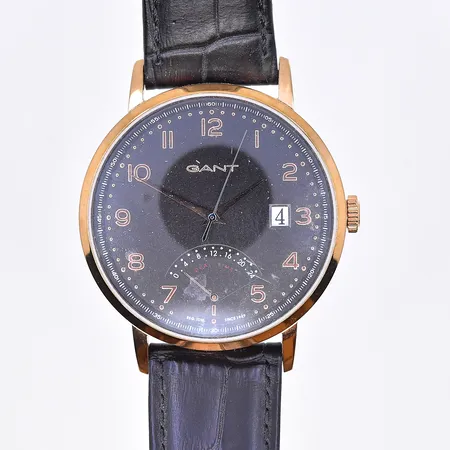 Herrur Gant, quartz, datum, Ø42 mm, svart läderband, stål.
