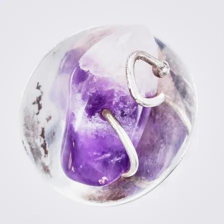 Ring med lilla sten, stl. 16, bredd: ca 1-20mm, silver, 830/1000 Vikt: 4,4 g