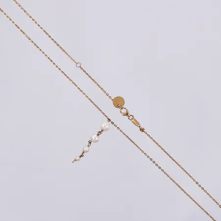 Collier med odlade pärlor, längd ca 42-45cm, bredd ca 1mm, pärlor Ø 2-6mm, 18K Vikt: 2,9 g