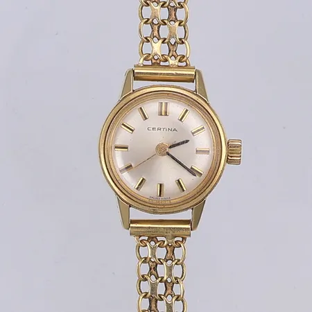 Damur Certina, manuell, Ø20mm, gulddoublé, stål, Armband x-länk, 18cm, bredd 7mm, 18K Vikt: 0 g