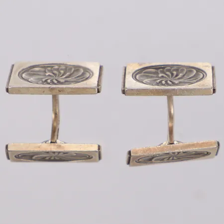 Ett par manschettknappar Georg Jensen, design Henry Pilstrup, bredd 22mm, nummer 59A, silver 925/1000. ANTIKMÄSSAN 2026 Vikt: 19,1 g