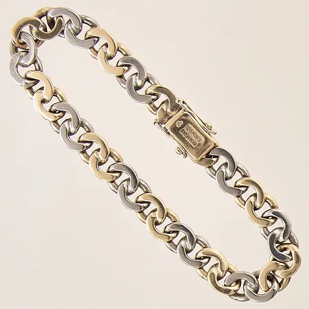Armband manglad Pansar, längd 17,5cm, 7mm, tvåfärgad, JO'ANS, 18K Vikt: 28,9 g