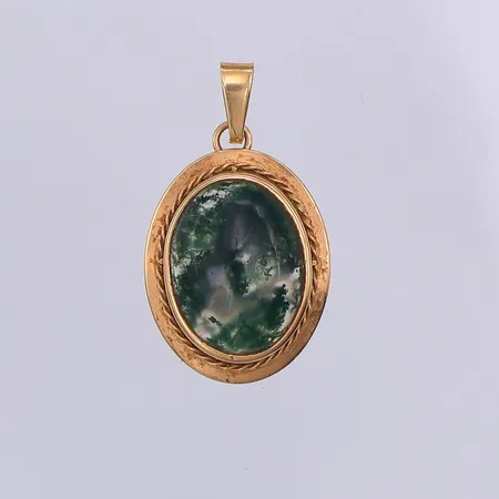 Hänge, mossagat, 28mm, 18K Vikt: 2,4 g