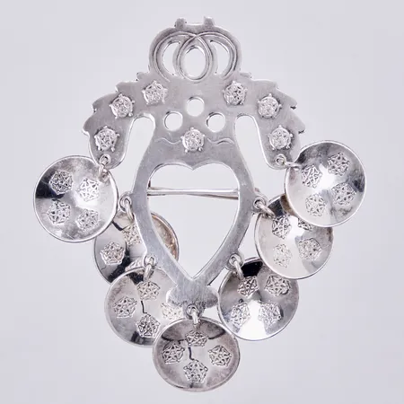 Dräktbrosch Lagerströms Fabriks Aktiebolag 1970, längd ca 75mm, bredd ca 45mm, silver Vikt: 20,5 g