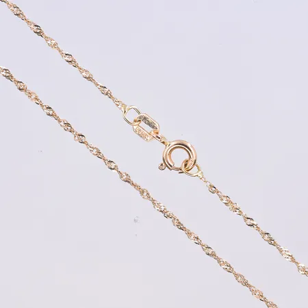 Kedja Singapore, längd 42 cm, bredd 1 mm, 18K. Vikt: 1,2 g