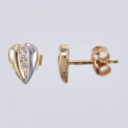 Ett par örhängen ca 6x5mm, med vita stenar, 14K Vikt: 1,4 g