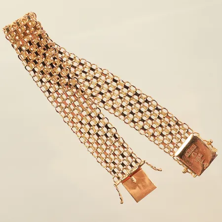 Armband X-länk, längd 19cm, bredd 12mm, defekta länkdelar, 18K, 19,1g 