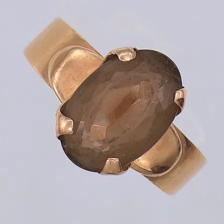 Ring, rökkvarts, stl 17¼, Kultaseppä år 1965, 14K Vikt: 2,8 g