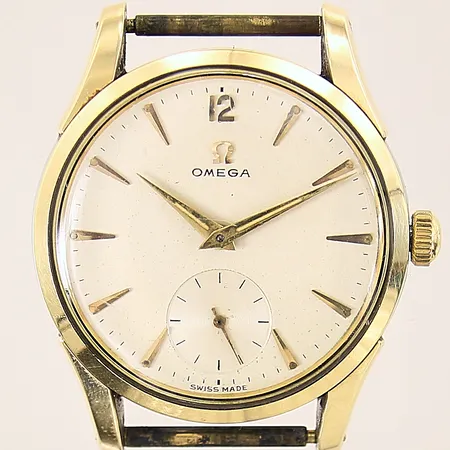 Herrur Omega, guld/stål, manuell, boett-nr: 2640-8 SC, serie-nr: 14103071, kaliber: 266, Ø35mm, saknar armband, krona ej original, repigt plexiglas, boett med mindre repor, inga tillbehör 