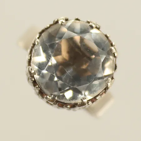 Ring med bergkristall, ställbar skena, stl 18, bredd 5-12mm, BHE, Bengt Hallberg Guldsmeds AB, Silver, 5,9g 