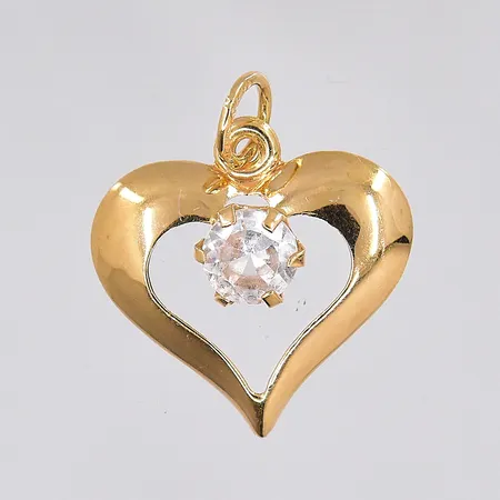 Hänge hjärta med vit sten, stl 16x14mm, 18K Vikt: 0,5 g