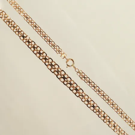 Halskedja doserad X-länk, 60cm, bredd 5-8mm (ojämna länkdelar) 18K, 14,8g 