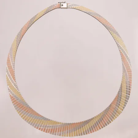 Kedja, 44cm, bredd:6-18, tricolore, 925/1000 Silver 34,3g.