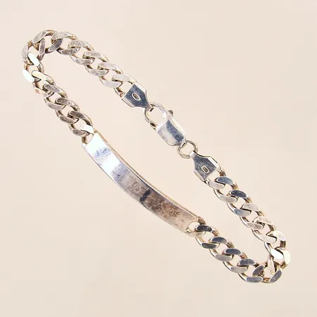 Armband Pansar med platta, längd 20cm, bredd 6,5mm, GHA, silver 925/1000 Vikt: 17 g