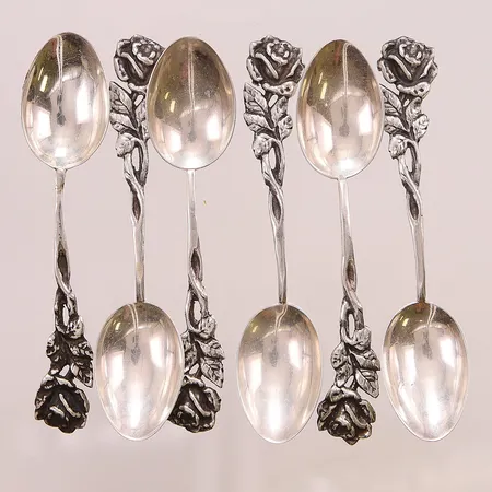 6 Moccaskedar, 10cm, 830/1000 Silver 65,9g.