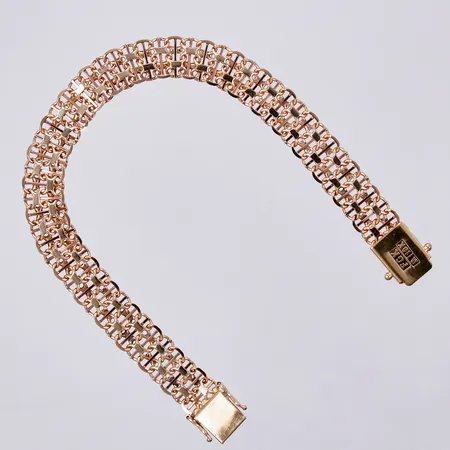 Armband X-länk med stav, längd: ca 19cm, bredd: ca 10mm, FGK, Fadis Guld, Trollhättan, 18K  Vikt: 15,5 g
