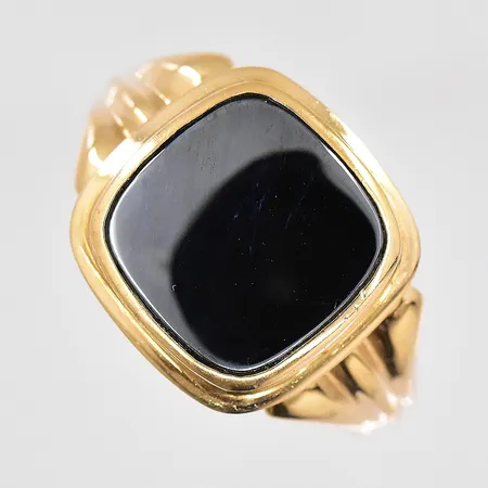Klackring med hematit, stl 21, 18K Vikt: 10,2 g