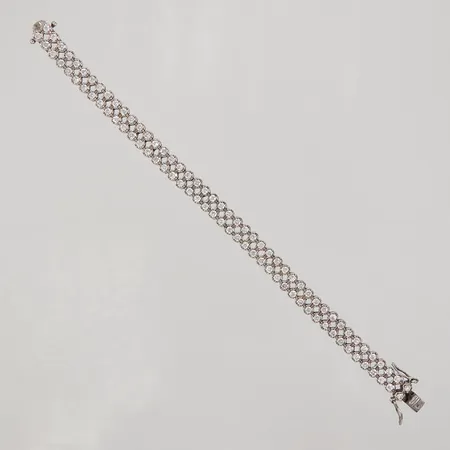 Armband 2-radigt med vita stenar, 17cm, bredd 7,3mm, WJJ Silver 925/1000  Vikt: 13,6 g