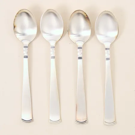 Kaffeskedar 4st, modell Rosenholm, längd 12cm, GAB, silver 830/1000 Vikt: 66 g