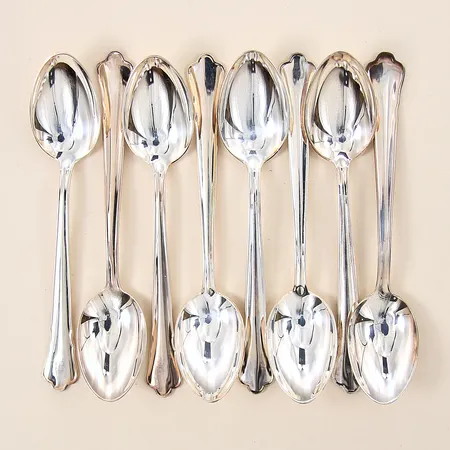Kaffeskedar 8st, modell Chippendale, längd 12cm, GAB, silver 830/1000 Vikt: 115 g