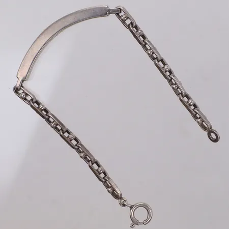 Armband med bricka, 20cm, bredd 5mm, Unoarre, Italien, silver 925/1000 Vikt: 26,9 g