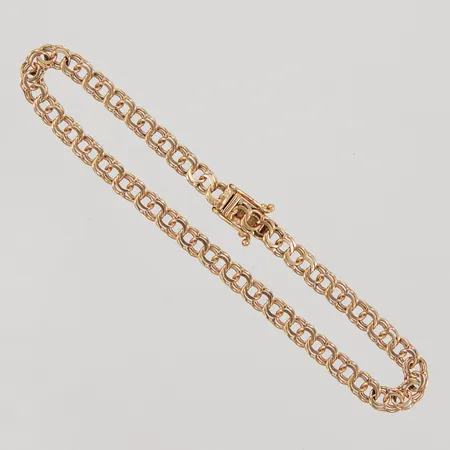 Armband, Bismarck, 18,5cm, bredd 4,3mm, vass länkbit, Alms Guld år 1965, 18K,  Vikt: 6,6 g