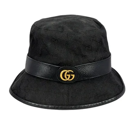 Gucci GG Canvas Bucket Hat, svart, storlek S (57 cm), originalkvitto från 2022, original hattlåda, fint använt skick
