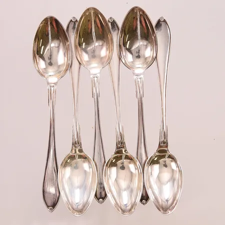 6 Kaffeskedar, 12cm, 830/1000 Silver 72,1g.