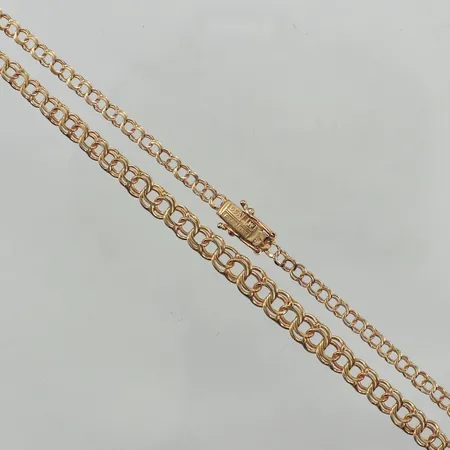 Collier doserad Bismarck, längd 45,5cm, bredd 3,2-5,4mm,  Stockholms Stads Arbetsvårdsbyrå, år 1976, 18K  Vikt: 8,9 g