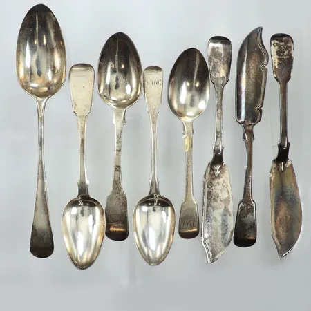 Åtta bestick, England, monogramgravyr, silver Vikt: 390,2 g